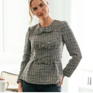 NWT Pomander Place Brielle black bow tweed women’s blazer jacket m medium new